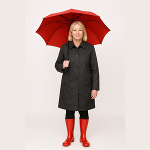 Weatherproof Black Lightweight Rain Coat Button Front XL